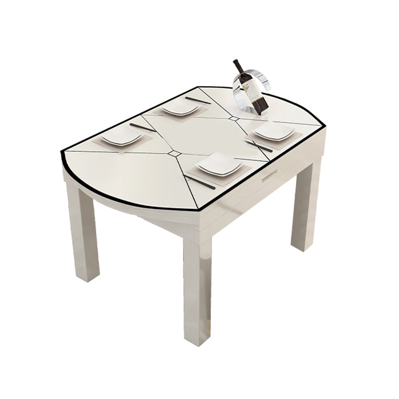 Table à manger extensible de bureau en verre moderne, base en chêne pour salle à manger