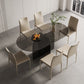 Modern Transparent Gray Glass Desktop Ellipse Dining Table for Dining Room Clearhalo 'Dining Tables & Seating' 'Dining Tables' 'dining_table' 'furn' 'furn_dining_table' 'Furniture' 'Kitchen & Dining Furniture' 7519554