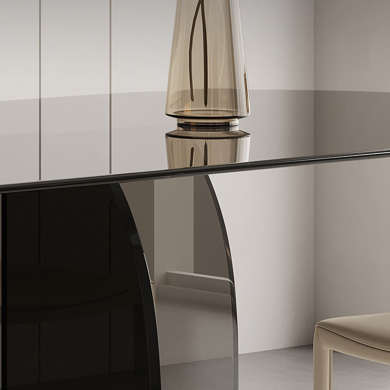 Modern Transparent Gray Glass Desktop Ellipse Dining Table for Dining Room Clearhalo 'Dining Tables & Seating' 'Dining Tables' 'dining_table' 'furn' 'furn_dining_table' 'Furniture' 'Kitchen & Dining Furniture' 7519560