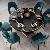 Modern Simple Collapsible Round Glass Desktop Dining Table with Lockers for Dining Room Clearhalo 'Dining Tables & Seating' 'Dining Tables' 'dining_table' 'furn' 'furn_dining_table' 'Furniture' 'Kitchen & Dining Furniture' 7519574