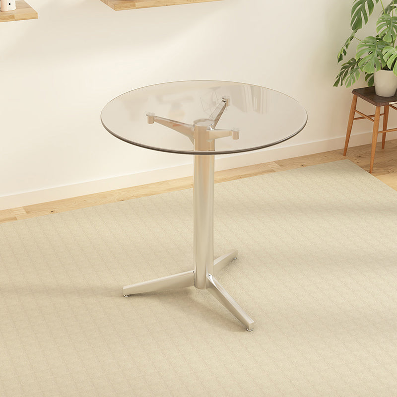 Modern Glass Desktop Geometric Dining Table Metal Base for Dining Room Clear Without Chairs Clearhalo 'Dining Tables & Seating' 'Dining Tables' 'dining_table' 'furn' 'furn_dining_table' 'Furniture' 'Kitchen & Dining Furniture' 7519585