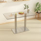 Modern Glass Desktop Geometric Dining Table Metal Base for Dining Room Clear 47.2"L x 23.6"W x 28"H Without Chairs Clearhalo 'Dining Tables & Seating' 'Dining Tables' 'dining_table' 'furn' 'furn_dining_table' 'Furniture' 'Kitchen & Dining Furniture' 7519588