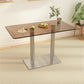 Modern Glass Desktop Geometric Dining Table Metal Base for Dining Room Brown 47.2"L x 23.6"W x 28"H Without Chairs Clearhalo 'Dining Tables & Seating' 'Dining Tables' 'dining_table' 'furn' 'furn_dining_table' 'Furniture' 'Kitchen & Dining Furniture' 7519590