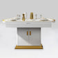 Modern Collapsible Round Glass Desktop Dining Table with Lockers for Dining Room Clearhalo 'Dining Tables & Seating' 'Dining Tables' 'dining_table' 'furn' 'furn_dining_table' 'Furniture' 'Kitchen & Dining Furniture' 7519604