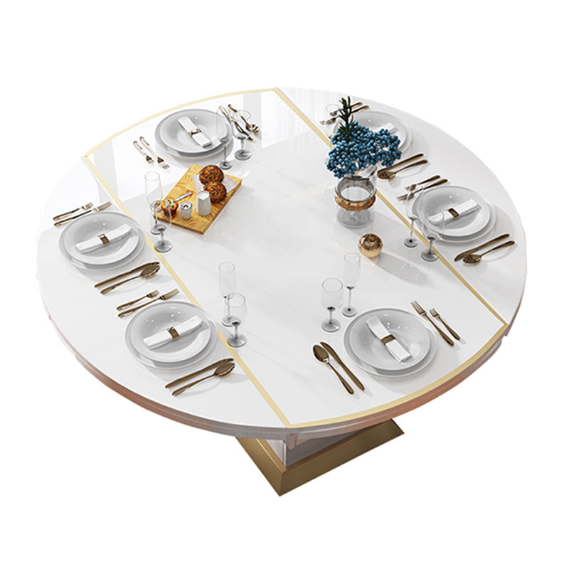 Modern Collapsible Round Glass Desktop Dining Table with Lockers for Dining Room Without Chairs Clearhalo 'Dining Tables & Seating' 'Dining Tables' 'dining_table' 'furn' 'furn_dining_table' 'Furniture' 'Kitchen & Dining Furniture' 7519606