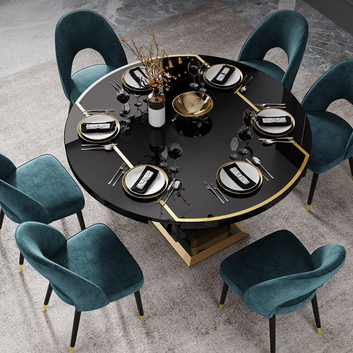 Modern Collapsible Glass Desktop Dining Table with Lockers for Dining Room Clearhalo 'Dining Tables & Seating' 'Dining Tables' 'dining_table' 'furn' 'furn_dining_table' 'Furniture' 'Kitchen & Dining Furniture' 7519613