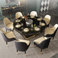 Modern Collapsible Glass Desktop Dining Table with Lockers for Dining Room Clearhalo 'Dining Tables & Seating' 'Dining Tables' 'dining_table' 'furn' 'furn_dining_table' 'Furniture' 'Kitchen & Dining Furniture' 7519619