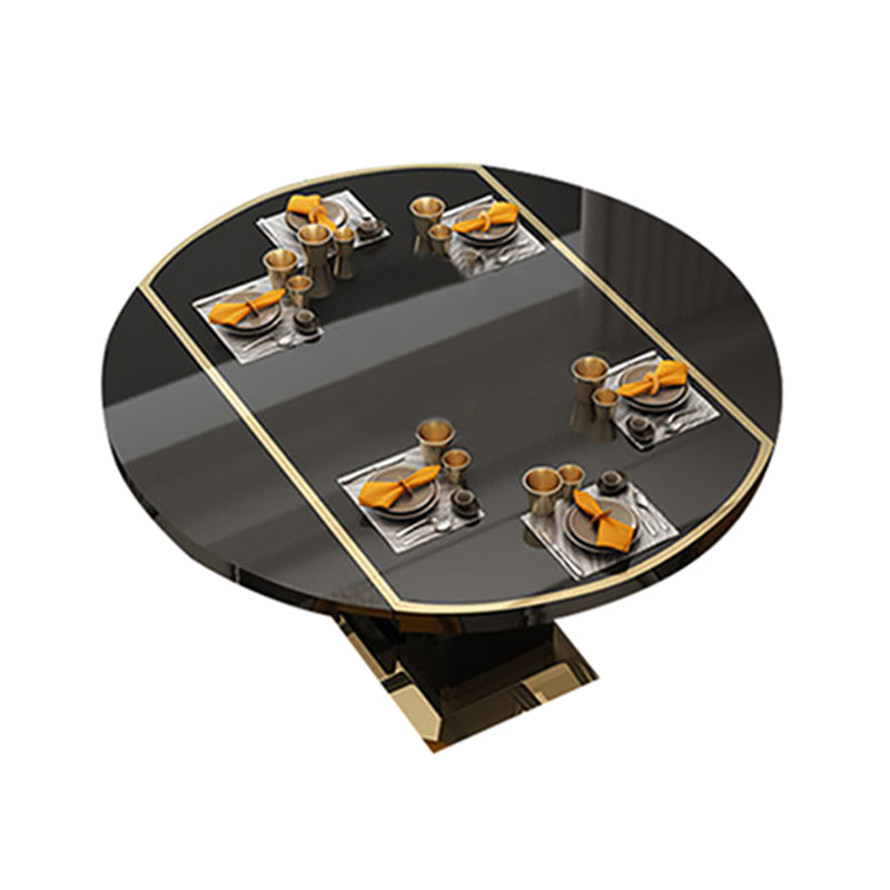 Modern Collapsible Glass Desktop Dining Table with Wooden Lockers