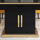 Modern Collapsible Glass Desktop Dining Table with Wooden Lockers