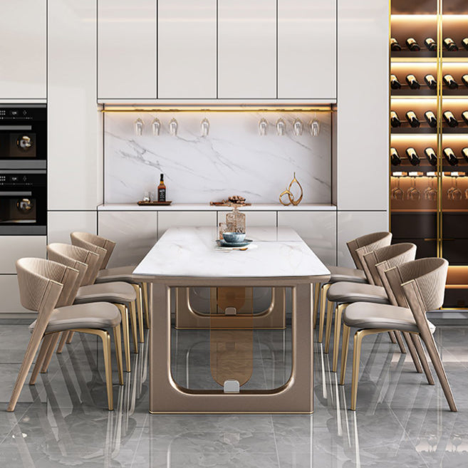 Hochglänzender weißer Stein -Esstisch Set für das Haus 02.01.5.