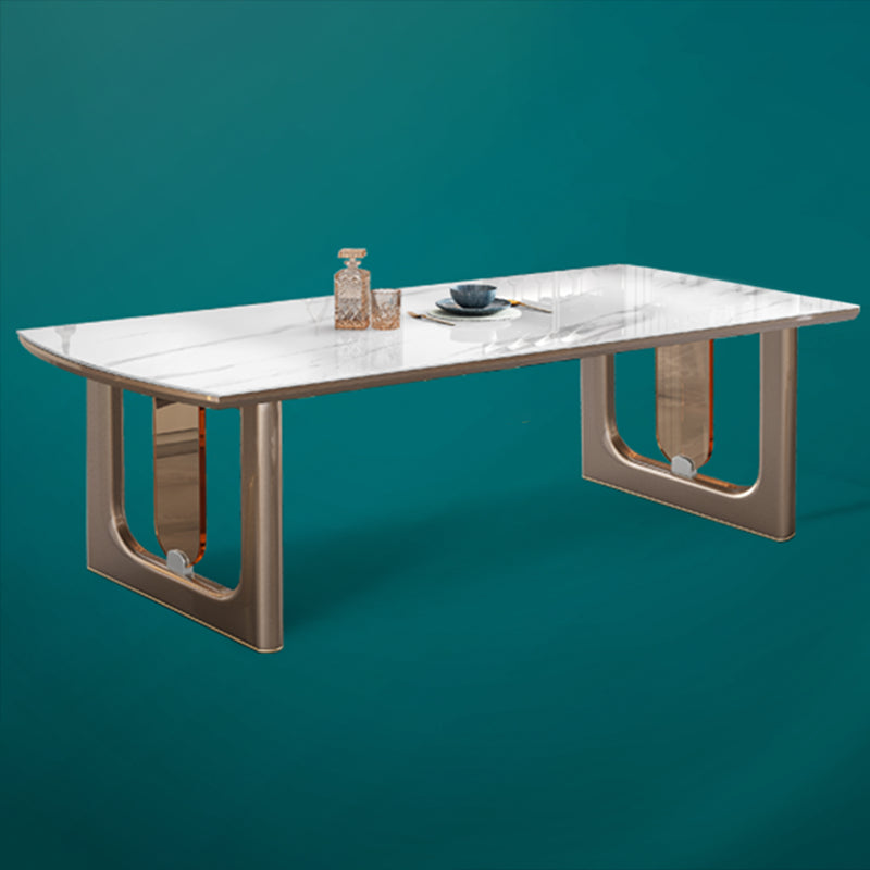 Hochglänzender weißer Stein -Esstisch Set für das Haus 02.01.5.