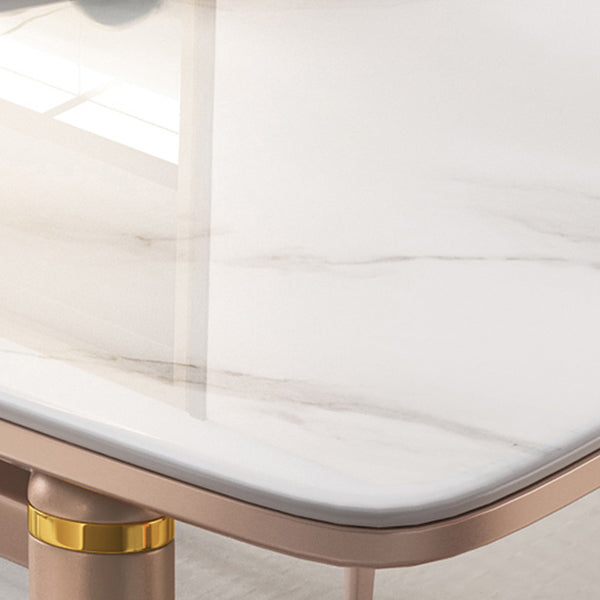 白いダイニングテーブルセット1/5/7ピース石のディネットセットキッチン