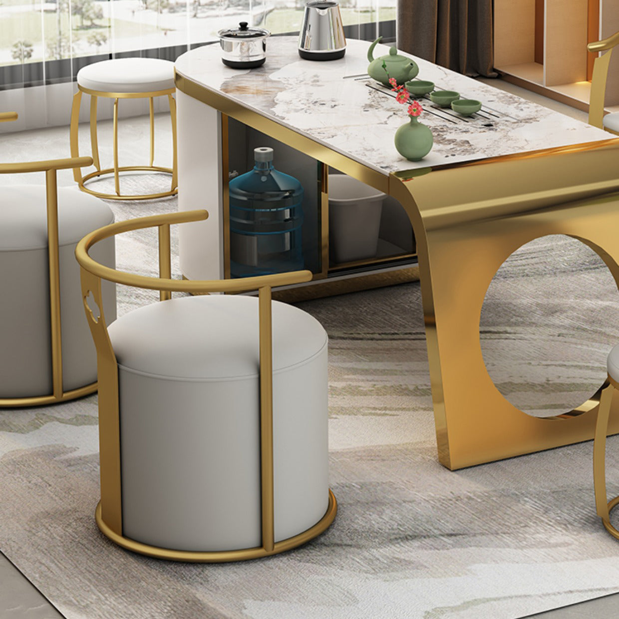 Moderne Armlehre im Rückenlehne Kissenstuhl mit Metallbasis für Wohnzimmer