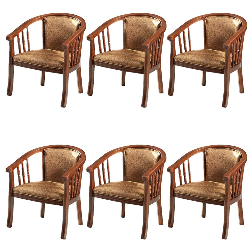 Modern Simple Arm Chair Wooden Base Upholstered Guest Chair for Dining Room Light Walnut 6 Piece Set Clearhalo 'Dining Chairs' 'Dining Tables & Seating' 'dining_chair' 'furn' 'furn_dining_chair' 'Furniture' 'Kitchen & Dining Furniture' 7519764