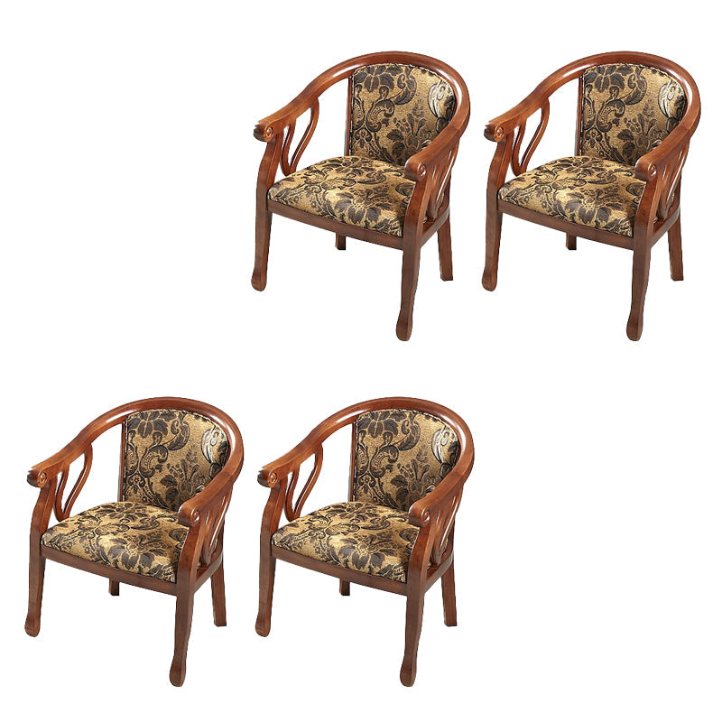 Modern Simple Arm Chair Wooden Base Upholstered Guest Chair for Dining Room Walnut 4 Piece Set Clearhalo 'Dining Chairs' 'Dining Tables & Seating' 'dining_chair' 'furn' 'furn_dining_chair' 'Furniture' 'Kitchen & Dining Furniture' 7519772