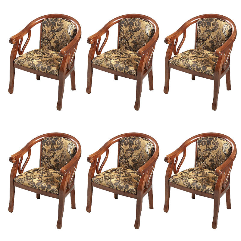 Modern Simple Arm Chair Wooden Base Upholstered Guest Chair for Dining Room Walnut 6 Piece Set Clearhalo 'Dining Chairs' 'Dining Tables & Seating' 'dining_chair' 'furn' 'furn_dining_chair' 'Furniture' 'Kitchen & Dining Furniture' 7519775