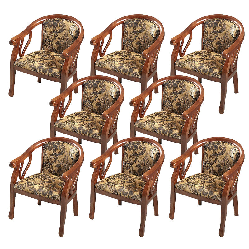 Modern Simple Arm Chair Wooden Base Upholstered Guest Chair for Dining Room Walnut 8 Piece Set Clearhalo 'Dining Chairs' 'Dining Tables & Seating' 'dining_chair' 'furn' 'furn_dining_chair' 'Furniture' 'Kitchen & Dining Furniture' 7519776