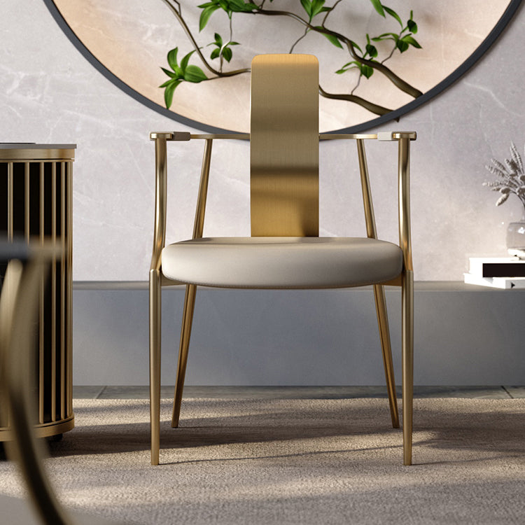 Glam Armrest Backrest Cushion Chair with Metal Legs for Living Room