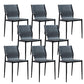 Modern Armless Backrest Leather Chair with Metal Legs for Dining Room