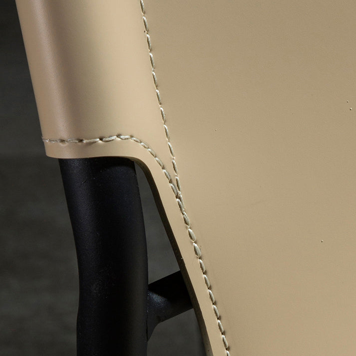 Modern Armless Backrest Leather Chair with Metal Legs for Dining Room