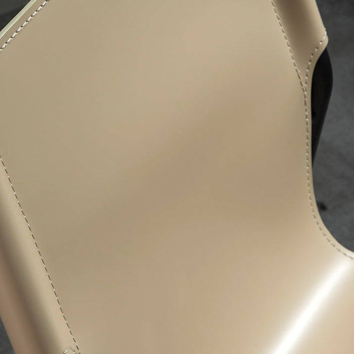 Modern Armless Backrest Leather Chair with Metal Legs for Dining Room