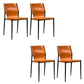 Modern Armless Backrest Leather Chair with Metal Legs for Dining Room