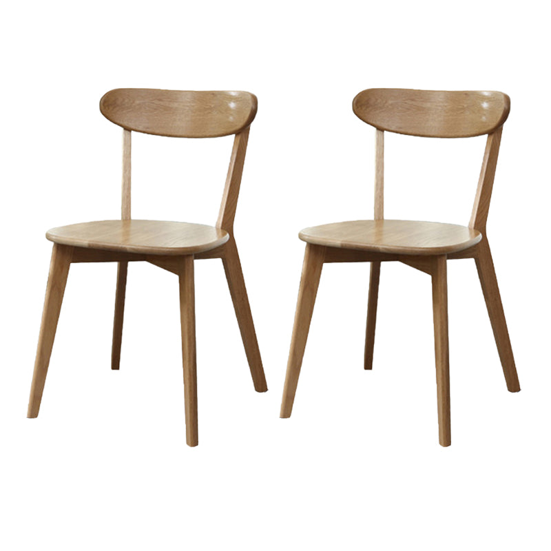 Silla de madera de respaldo sin brazo moderna con patas de roble para el comedor