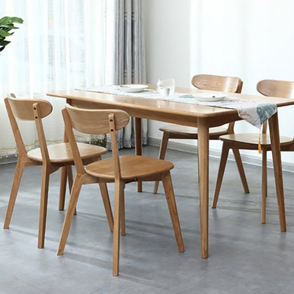 Silla de madera de respaldo sin brazo moderna con patas de roble para el comedor