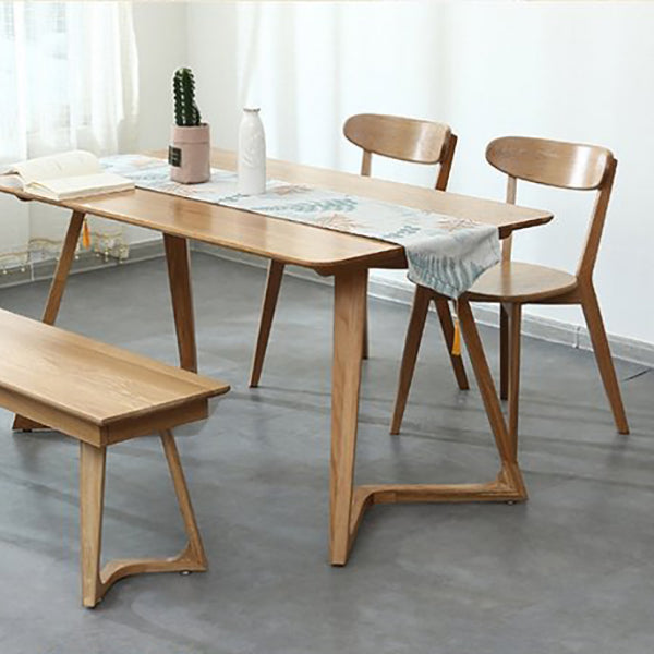Silla de madera de respaldo sin brazo moderna con patas de roble para el comedor