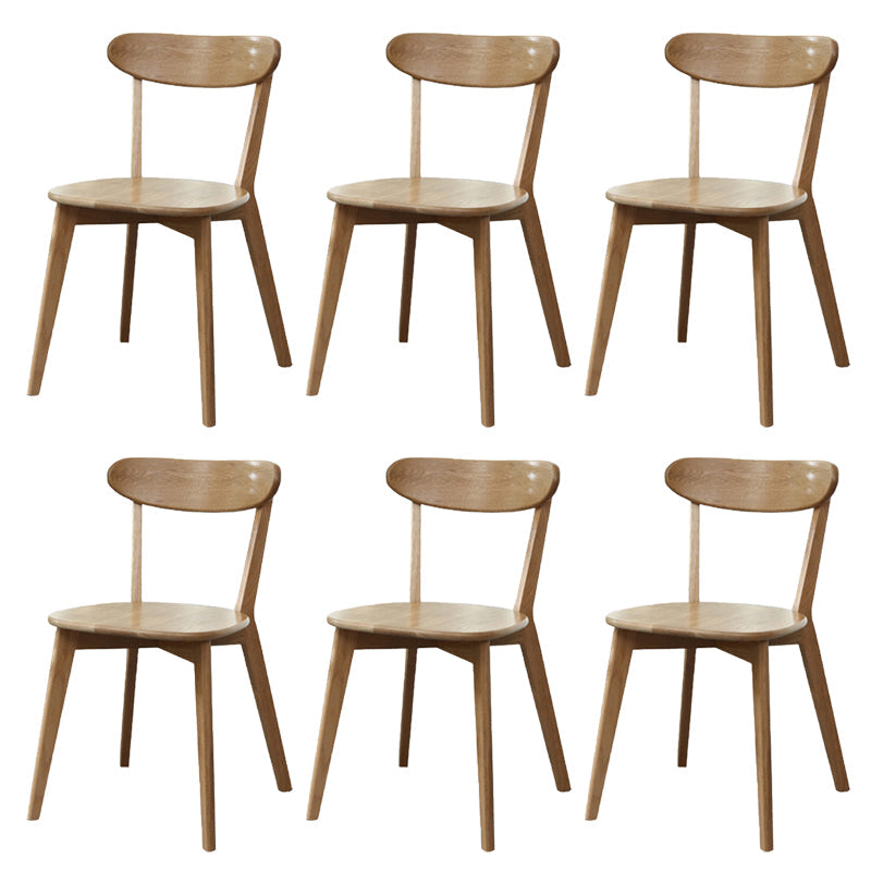 Silla de madera de respaldo sin brazo moderna con patas de roble para el comedor