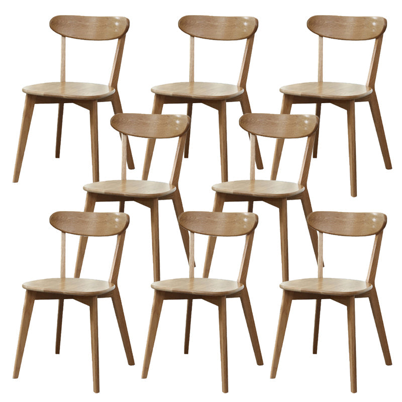 Silla de madera de respaldo sin brazo moderna con patas de roble para el comedor