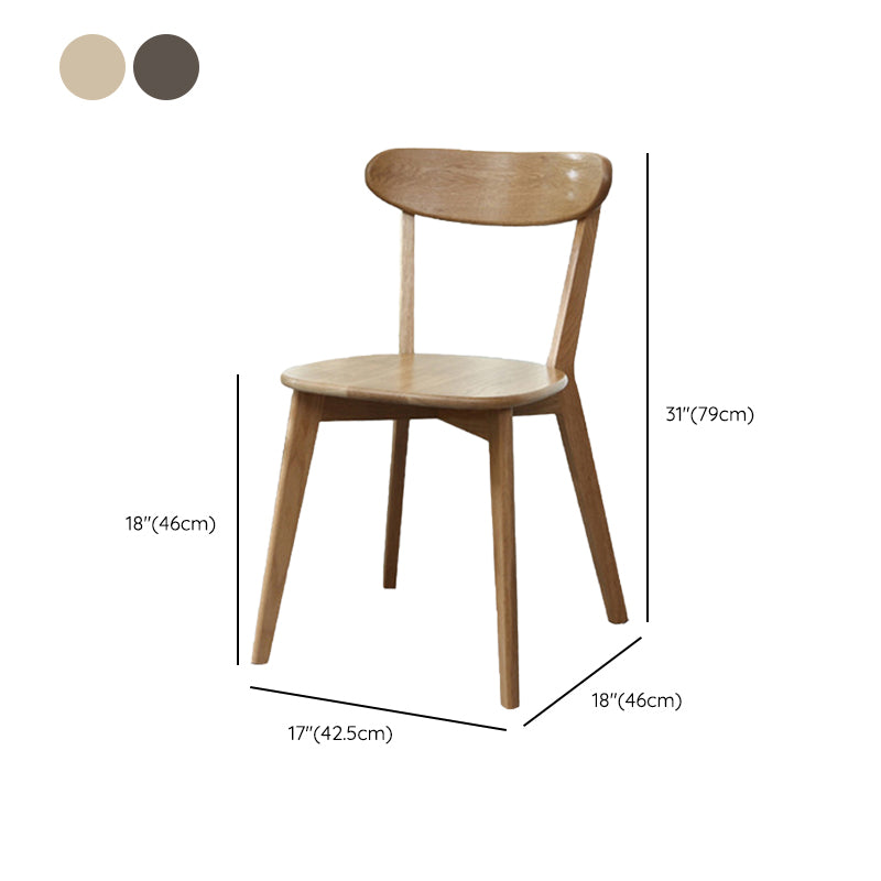 Silla de madera de respaldo sin brazo moderna con patas de roble para el comedor