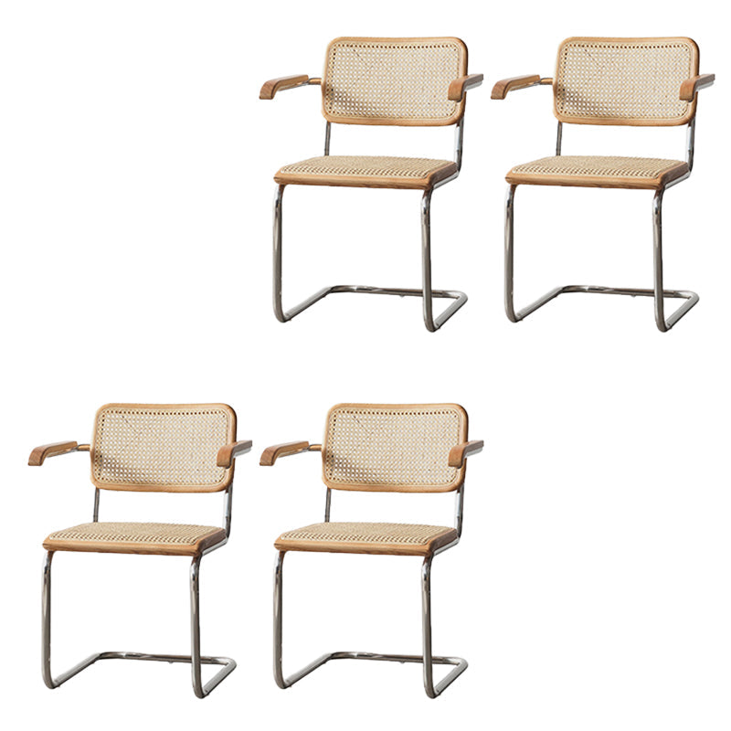 Moderne rugleuning kussenstoel met metalen basis voor eetkamer