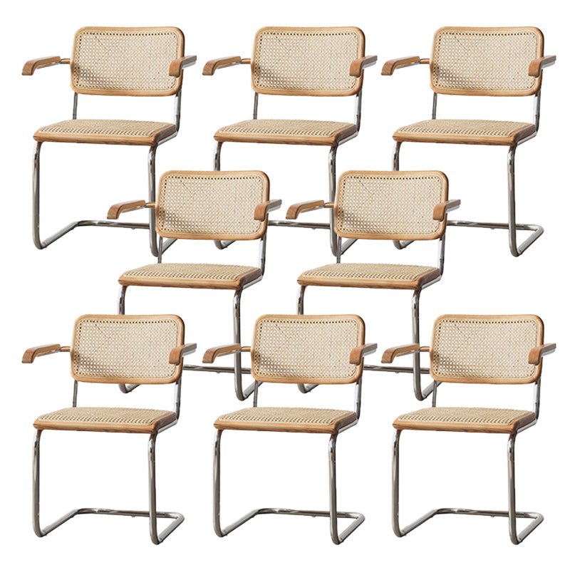 Moderne rugleuning kussenstoel met metalen basis voor eetkamer