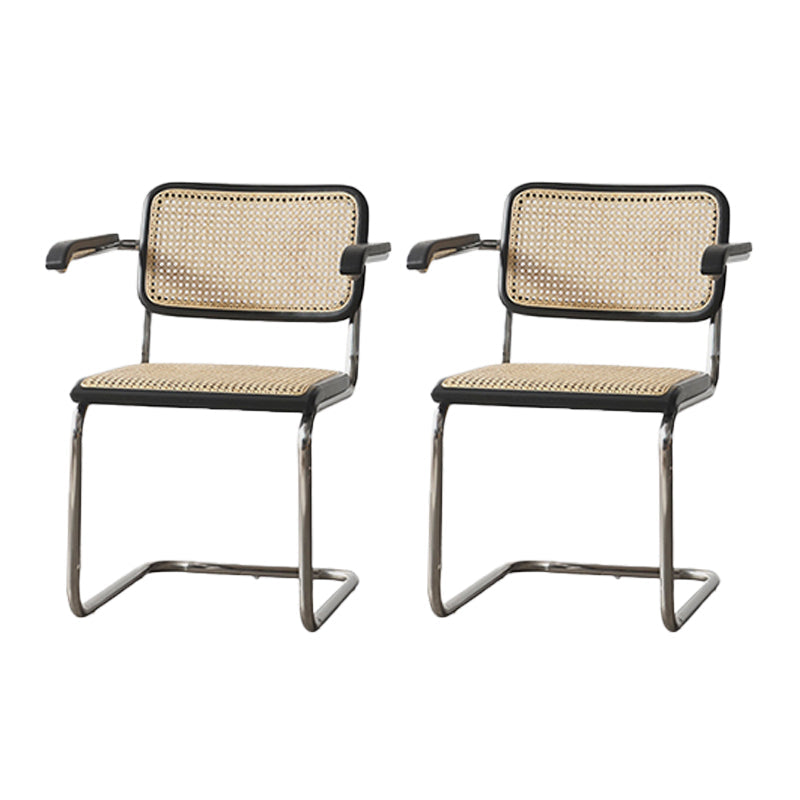 Moderne rugleuning kussenstoel met metalen basis voor eetkamer