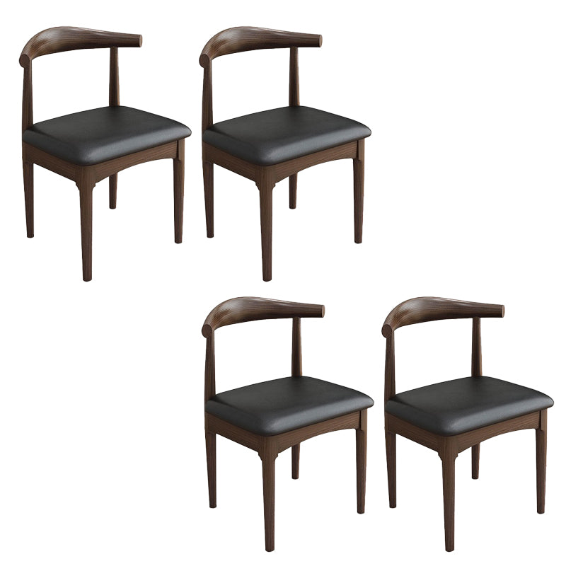 Modern Armless Backrest Chair with Rubber Wood Legs for Dining Room Walnut 4 Piece Set Clearhalo 'Dining Chairs' 'Dining Tables & Seating' 'dining_chair' 'furn' 'furn_dining_chair' 'Furniture' 'Kitchen & Dining Furniture' 7520041