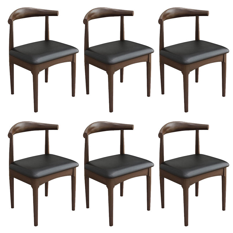 Modern Armless Backrest Chair with Rubber Wood Legs for Dining Room Walnut 6 Piece Set Clearhalo 'Dining Chairs' 'Dining Tables & Seating' 'dining_chair' 'furn' 'furn_dining_chair' 'Furniture' 'Kitchen & Dining Furniture' 7520043