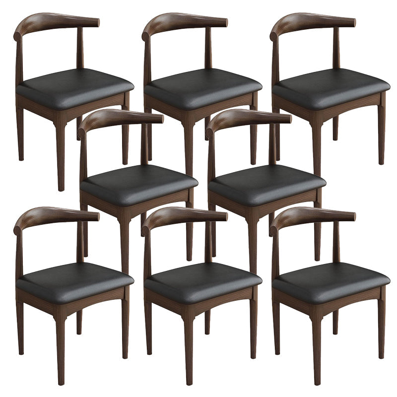 Modern Armless Backrest Chair with Rubber Wood Legs for Dining Room Walnut 8 Piece Set Clearhalo 'Dining Chairs' 'Dining Tables & Seating' 'dining_chair' 'furn' 'furn_dining_chair' 'Furniture' 'Kitchen & Dining Furniture' 7520044