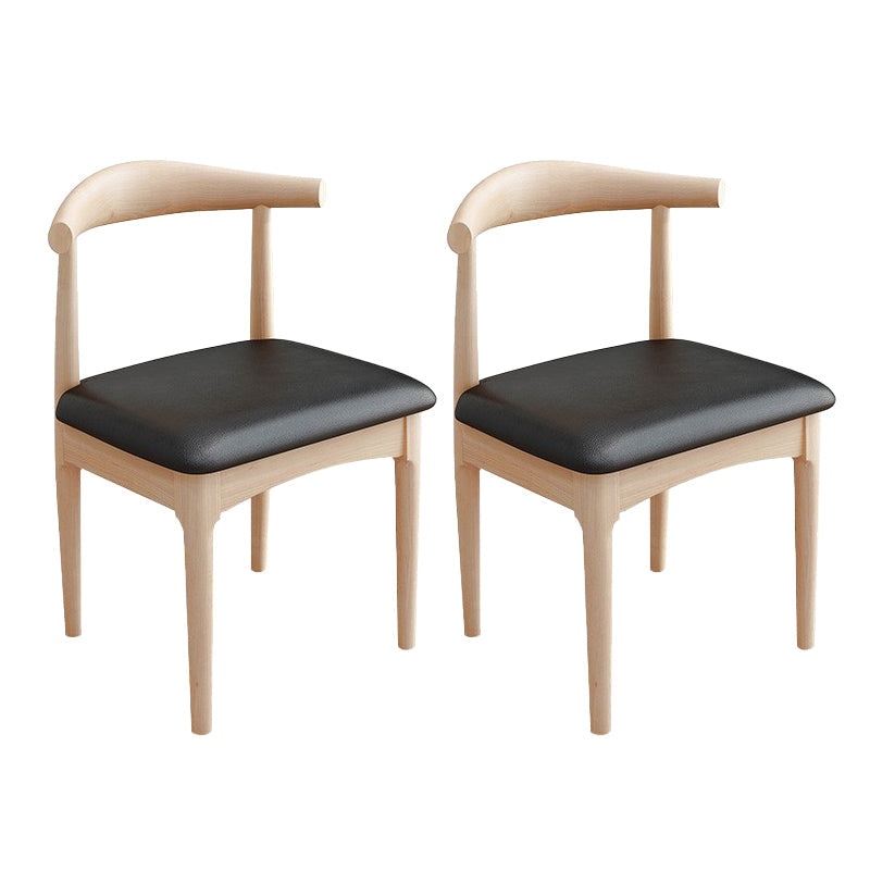 Modern Armless Backrest Chair with Rubber Wood Legs for Dining Room Natural 2 Piece Set Clearhalo 'Dining Chairs' 'Dining Tables & Seating' 'dining_chair' 'furn' 'furn_dining_chair' 'Furniture' 'Kitchen & Dining Furniture' 7520048