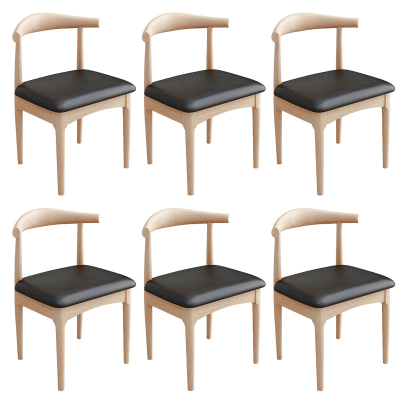 Modern Armless Backrest Chair with Rubber Wood Legs for Dining Room Natural 6 Piece Set Clearhalo 'Dining Chairs' 'Dining Tables & Seating' 'dining_chair' 'furn' 'furn_dining_chair' 'Furniture' 'Kitchen & Dining Furniture' 7520053
