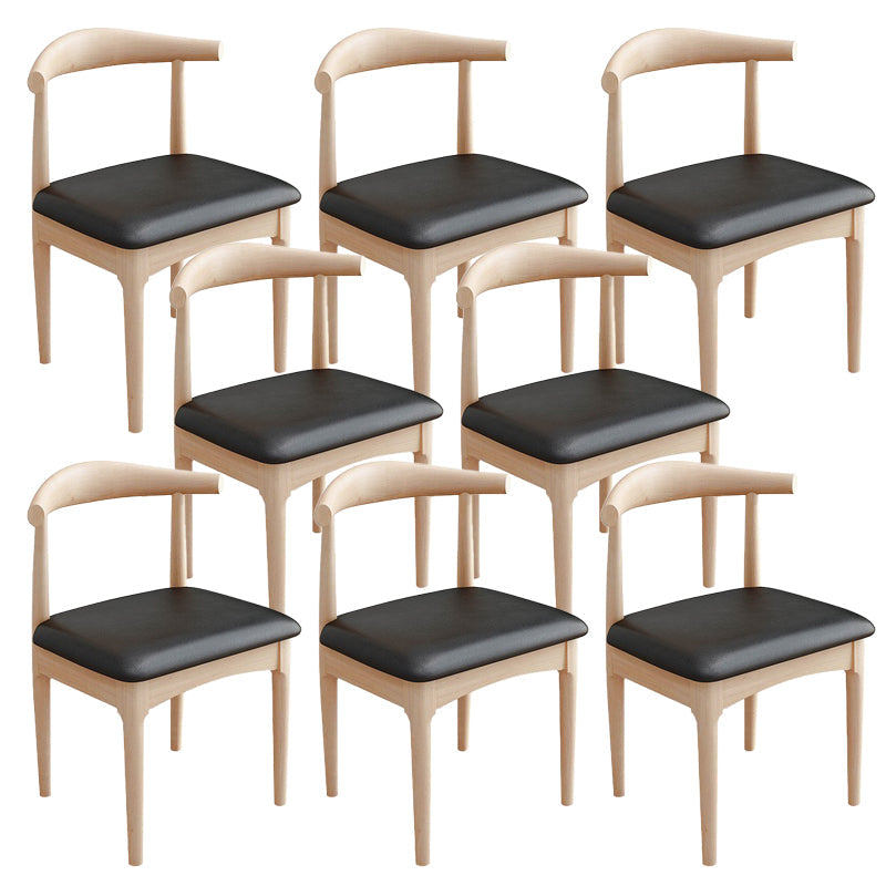Modern Armless Backrest Chair with Rubber Wood Legs for Dining Room Natural 8 Piece Set Clearhalo 'Dining Chairs' 'Dining Tables & Seating' 'dining_chair' 'furn' 'furn_dining_chair' 'Furniture' 'Kitchen & Dining Furniture' 7520055