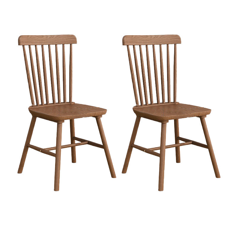 Modern Armless Backrest Chair with Rubber Wood Legs for Dining Room Nut-Brown 2 Piece Set Clearhalo 'Dining Chairs' 'Dining Tables & Seating' 'dining_chair' 'furn' 'furn_dining_chair' 'Furniture' 'Kitchen & Dining Furniture' 7520058