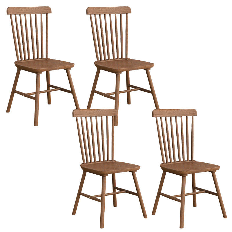 Modern Armless Backrest Chair with Rubber Wood Legs for Dining Room Nut-Brown 4 Piece Set Clearhalo 'Dining Chairs' 'Dining Tables & Seating' 'dining_chair' 'furn' 'furn_dining_chair' 'Furniture' 'Kitchen & Dining Furniture' 7520059