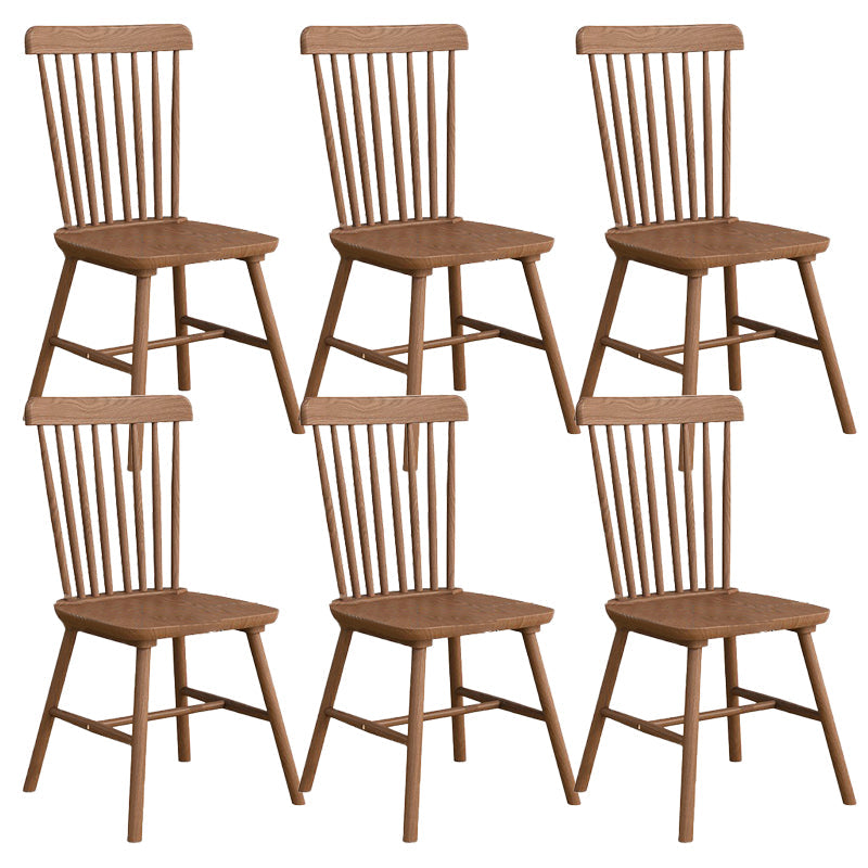 Modern Armless Backrest Chair with Rubber Wood Legs for Dining Room Nut-Brown 6 Piece Set Clearhalo 'Dining Chairs' 'Dining Tables & Seating' 'dining_chair' 'furn' 'furn_dining_chair' 'Furniture' 'Kitchen & Dining Furniture' 7520060