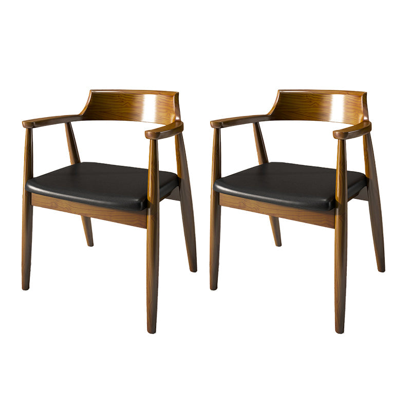 Contemporary Style Chair Wood Dining Accent Chair for Kitchen Black-Brown 2 Piece Set Clearhalo 'Dining Chairs' 'Dining Tables & Seating' 'dining_chair' 'furn' 'furn_dining_chair' 'Furniture' 'Kitchen & Dining Furniture' 7520127
