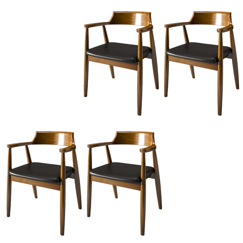 Contemporary Style Chair Wood Dining Accent Chair for Kitchen Black-Brown 4 Piece Set Clearhalo 'Dining Chairs' 'Dining Tables & Seating' 'dining_chair' 'furn' 'furn_dining_chair' 'Furniture' 'Kitchen & Dining Furniture' 7520128