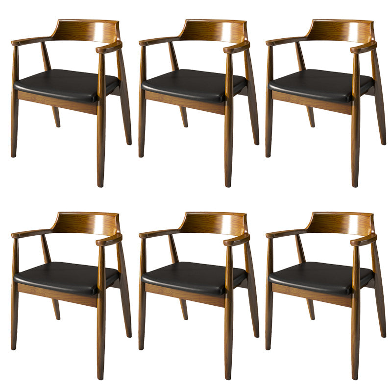 Contemporary Style Chair Wood Dining Accent Chair for Kitchen Black-Brown 6 Piece Set Clearhalo 'Dining Chairs' 'Dining Tables & Seating' 'dining_chair' 'furn' 'furn_dining_chair' 'Furniture' 'Kitchen & Dining Furniture' 7520129