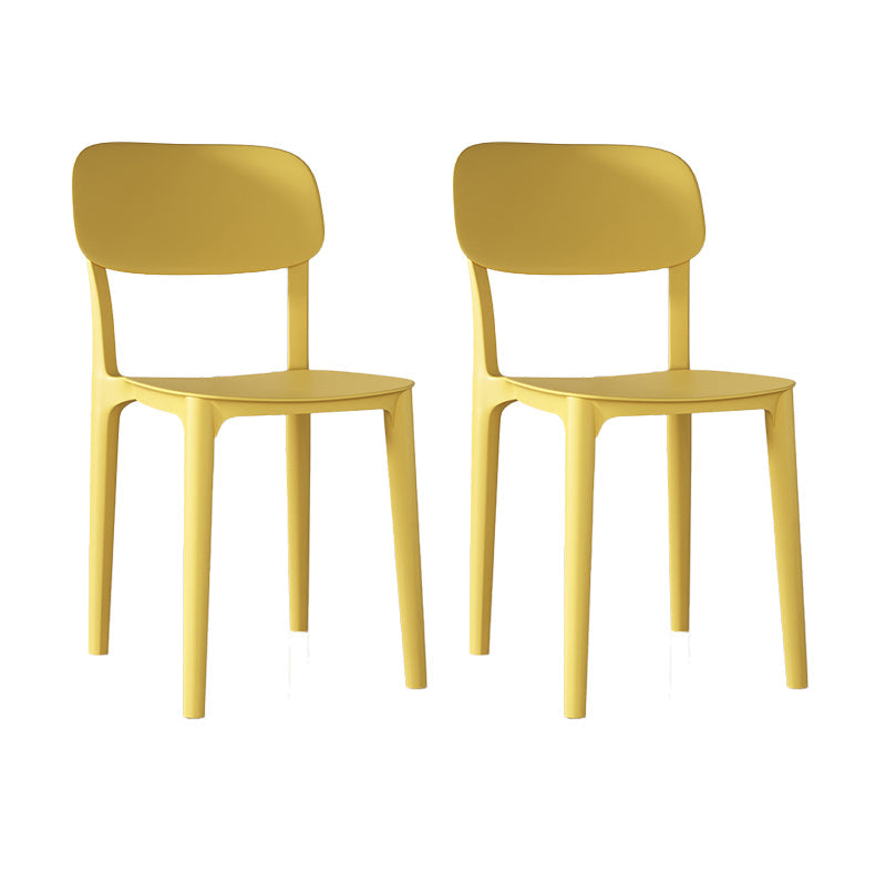 Nordic Backrest Stackable Acrylic Chair with Acrylic Legs for Dining Room Yellow 2 Piece Set Clearhalo 'Dining Chairs' 'Dining Tables & Seating' 'dining_chair' 'furn' 'furn_dining_chair' 'Furniture' 'Kitchen & Dining Furniture' 7520156