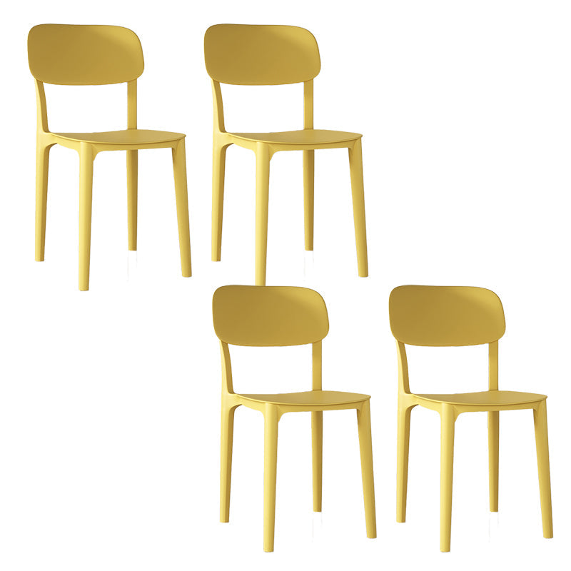Nordic Backrest Stackable Acrylic Chair with Acrylic Legs for Dining Room Yellow 4 Piece Set Clearhalo 'Dining Chairs' 'Dining Tables & Seating' 'dining_chair' 'furn' 'furn_dining_chair' 'Furniture' 'Kitchen & Dining Furniture' 7520158