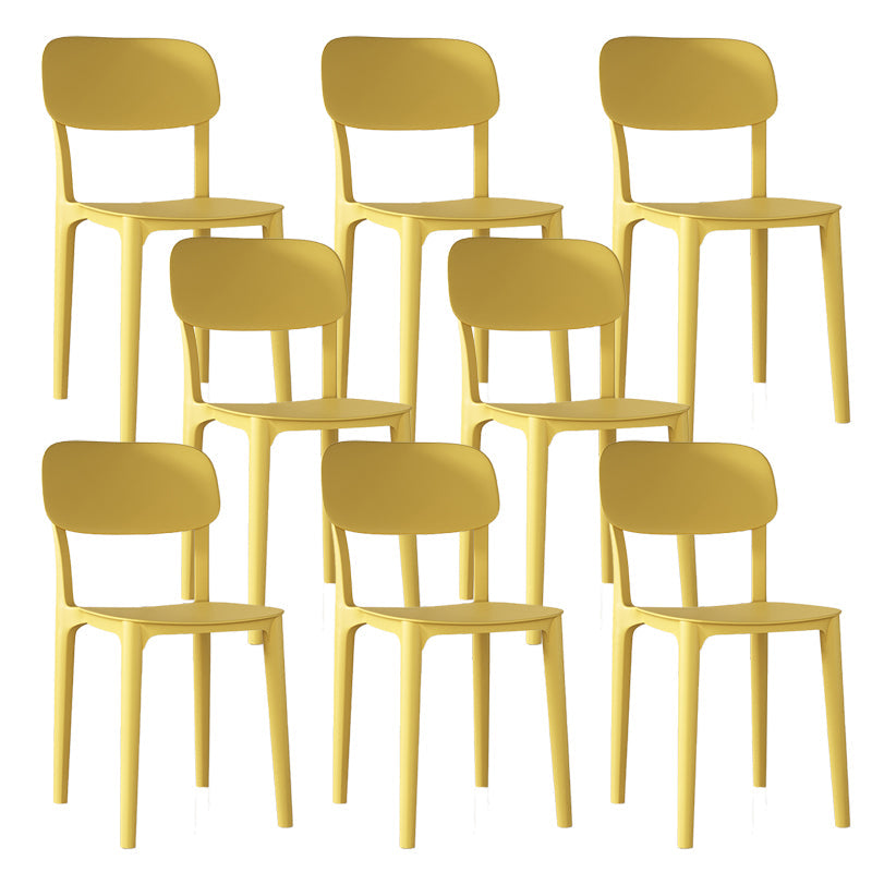 Nordic Backrest Stackable Acrylic Chair with Acrylic Legs for Dining Room Yellow 8 Piece Set Clearhalo 'Dining Chairs' 'Dining Tables & Seating' 'dining_chair' 'furn' 'furn_dining_chair' 'Furniture' 'Kitchen & Dining Furniture' 7520163